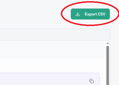The Export CSV button on an Eaglecross results page